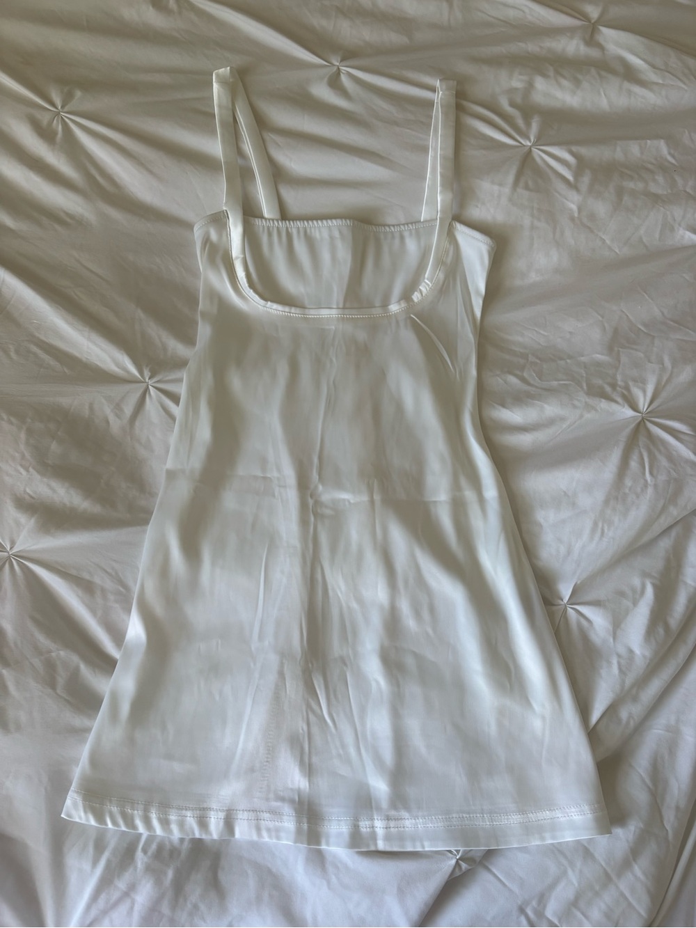 White Square-Neck silk mini Dress